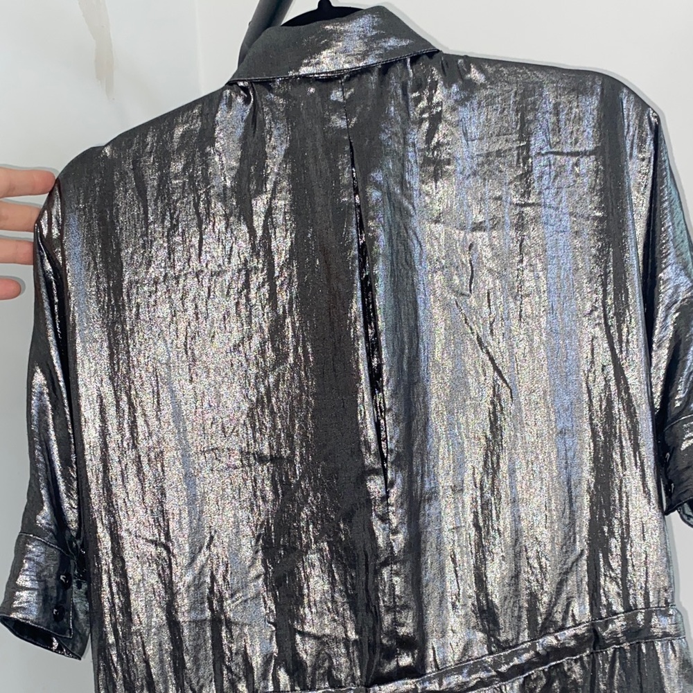 Bcbgmaxazria Shimmering Silver Button Down - image 8